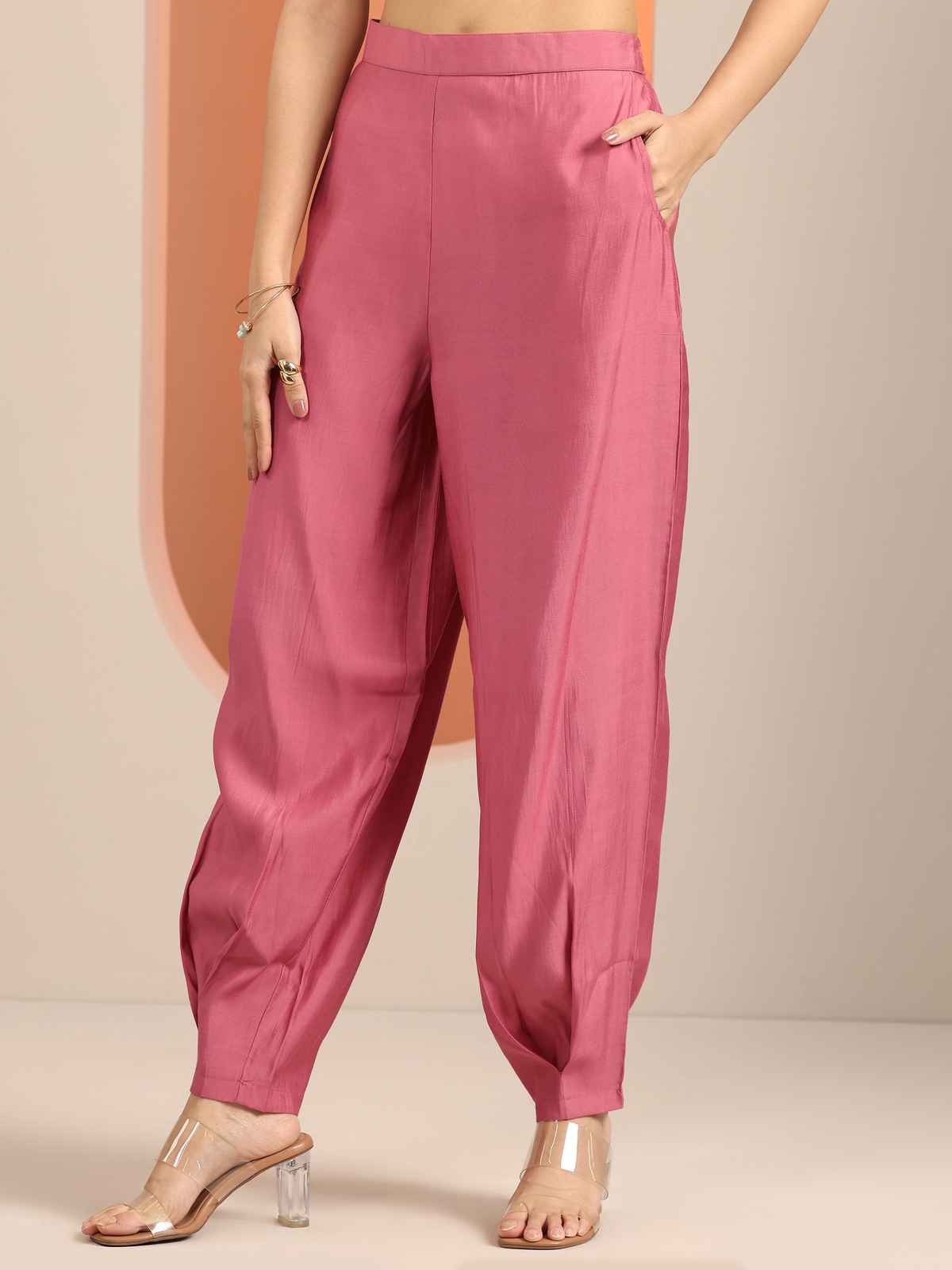 Libas Printed Cotton Anarkali Suit Set With Dupatta | 400501H | Mauve - L