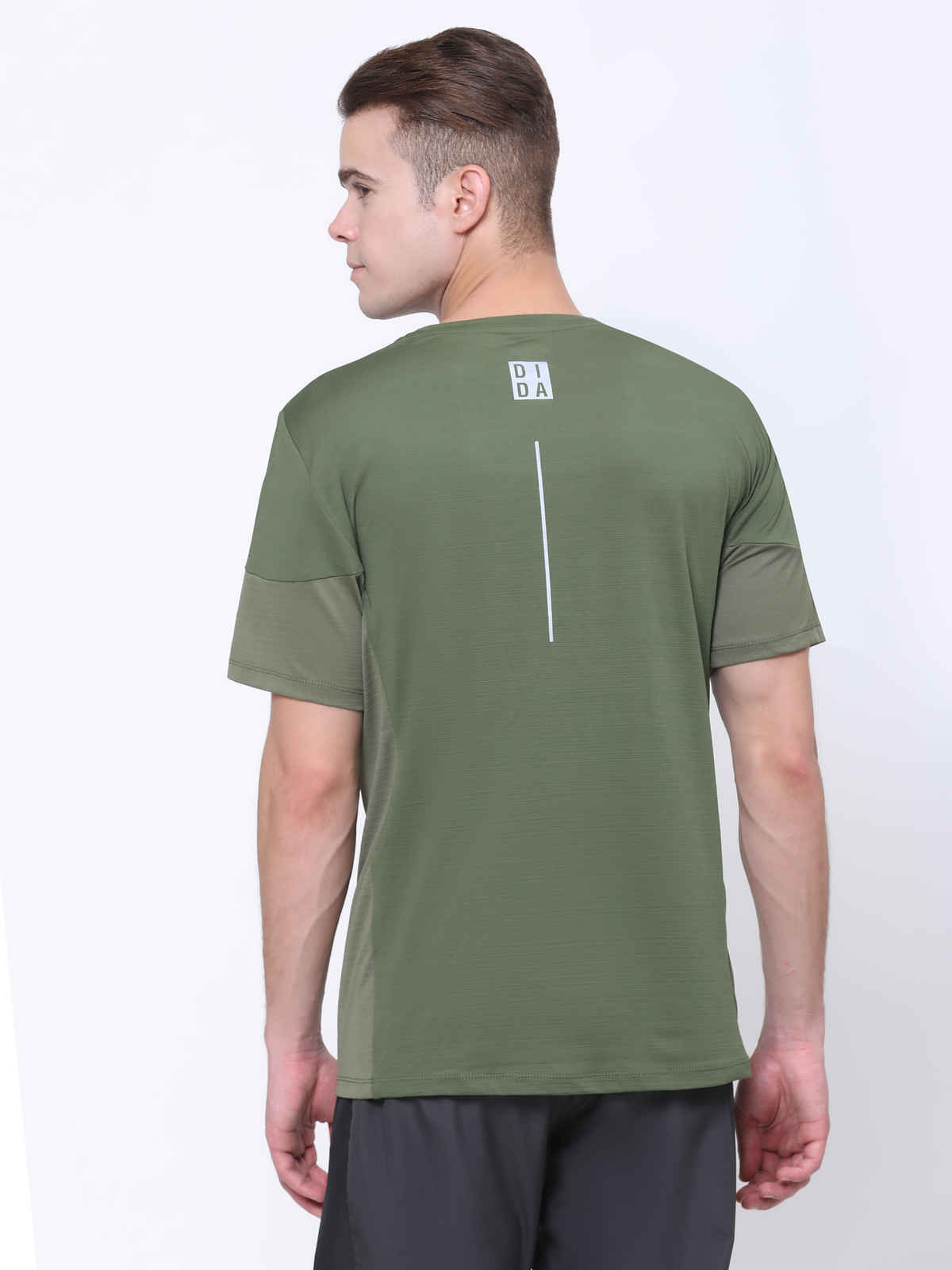 Dida Men's Sports T-shirt | Regular Comfortable Stretchable Dry-Fit | Olive - L