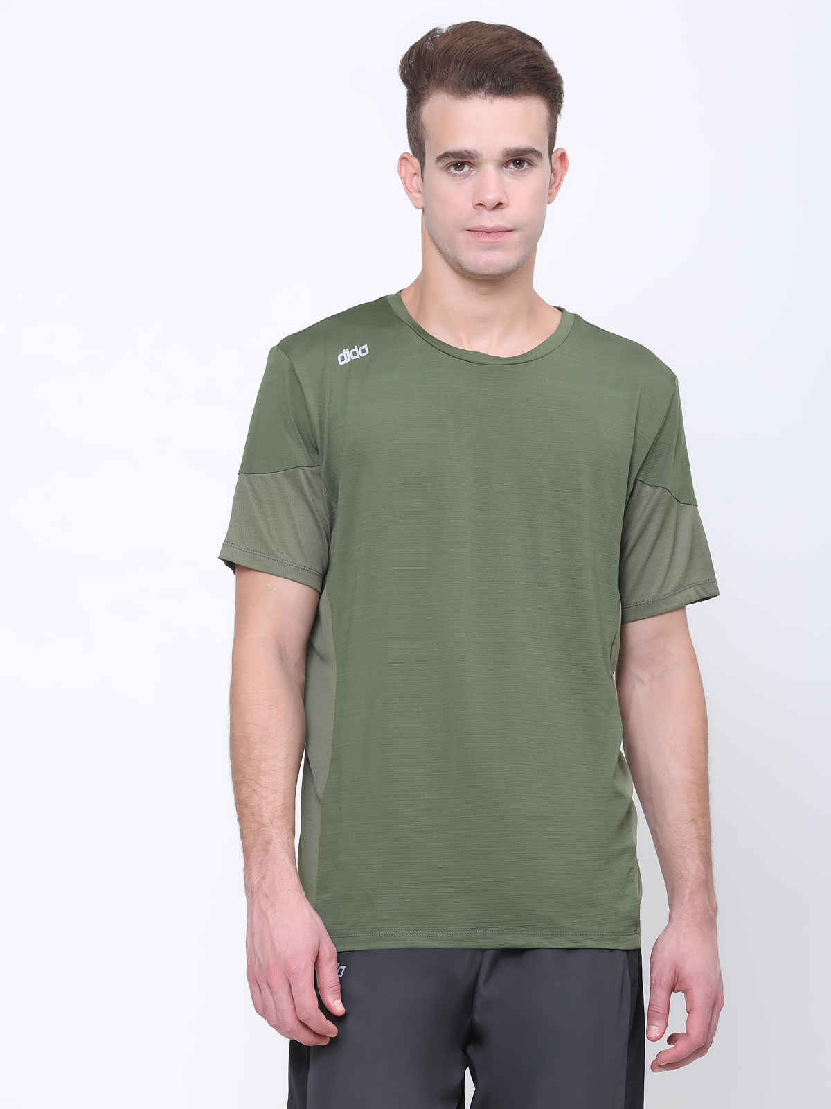 Dida Men's Sports T-shirt | Regular Comfortable Stretchable Dry-Fit | Olive - M