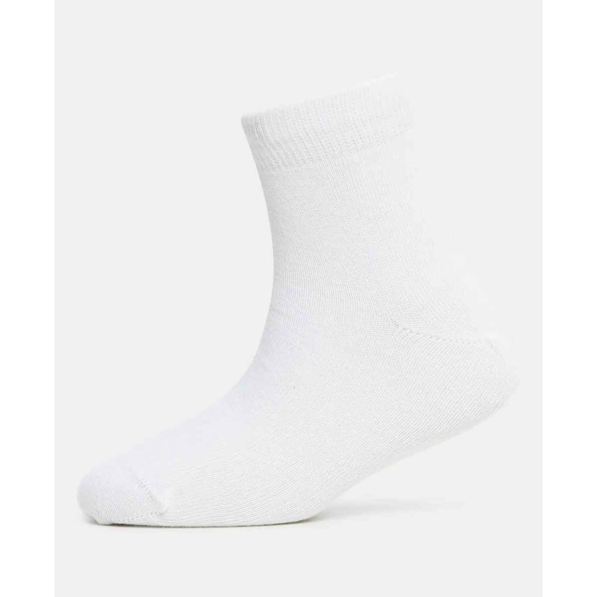 Jockey Unisex Solid Cotton, Nylon and Elastane Ankle Length Socks | White | 5 - 6 years
