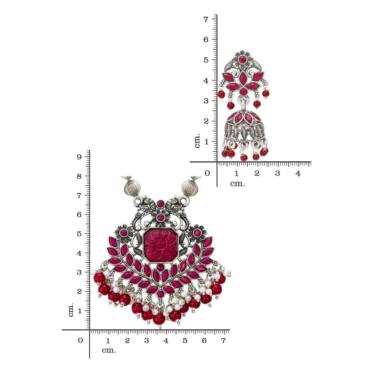 Aadita Oxidized Silver Necklace with Pearl Mala - Antique Boho Tribal Jewelry for Women & Girls