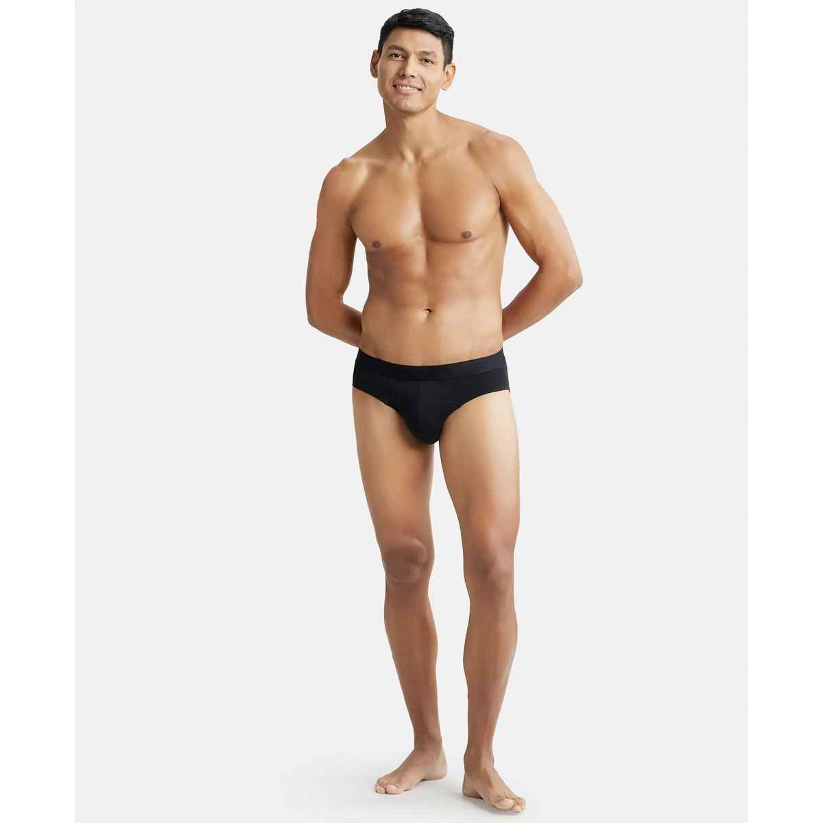 Jockey IC24 Men's Tencel Micro Modal Cotton Underwear Elastane Solid Brief | Stayfresh Properties | Black - M