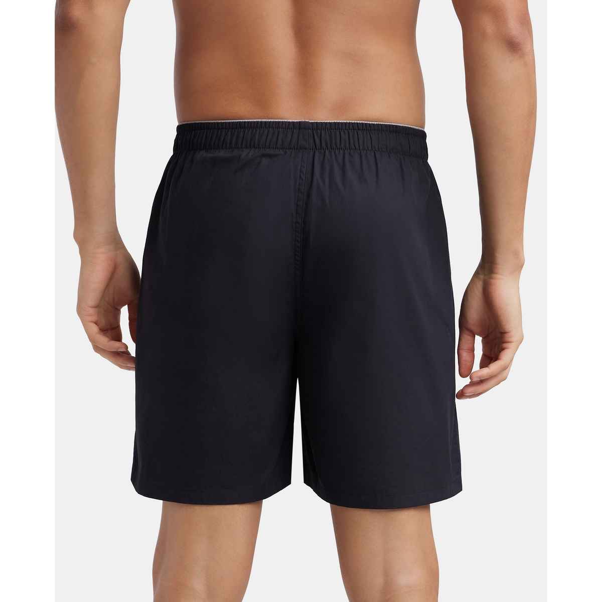 Jockey MC10 Men's Super Combed Mercerized Cotton Woven Fabric Underwear Boxer Shorts | Black - L