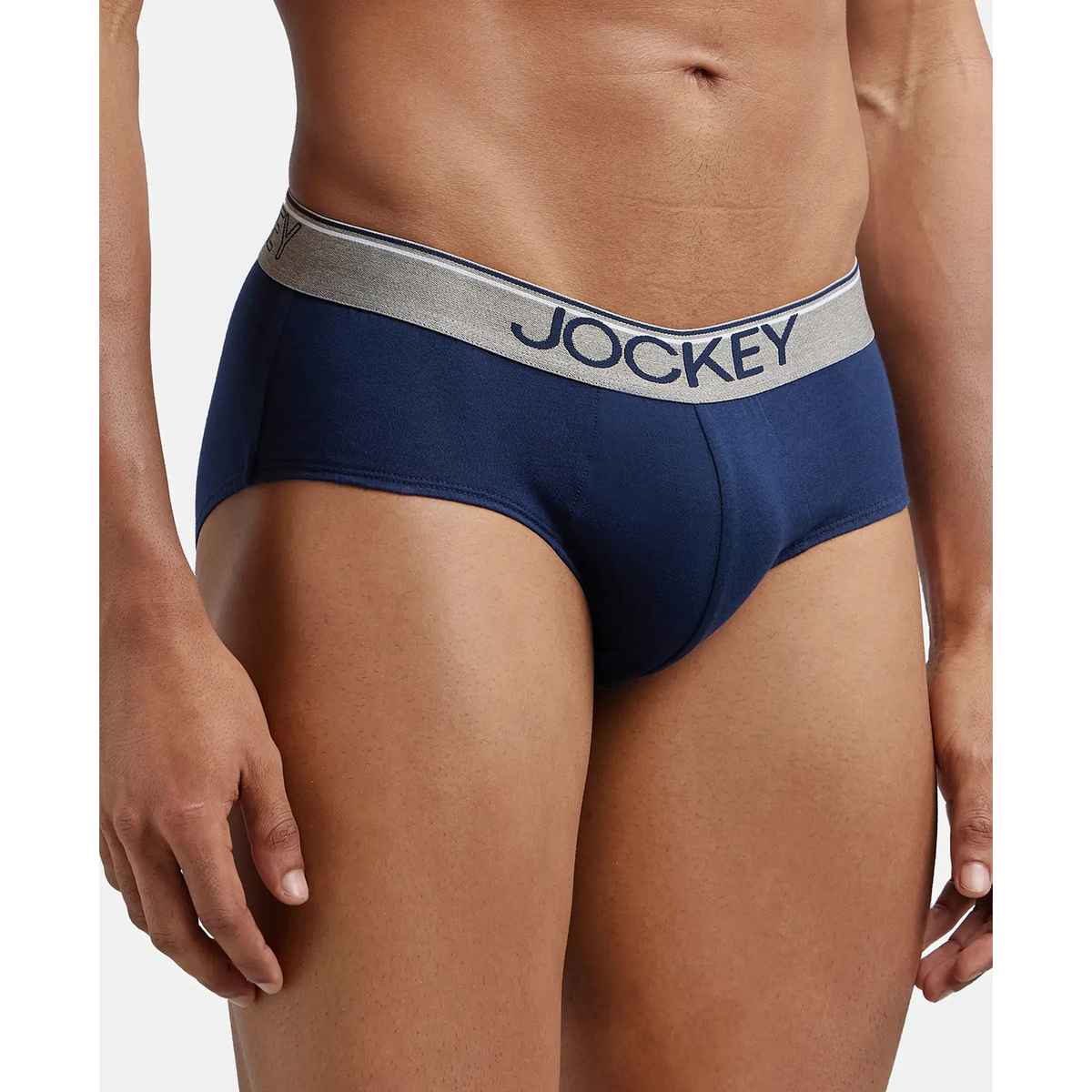 Jockey 8037 Men's Super Combed Cotton Underwear Solid Brief | Ultrasoft Waistband | Deep Navy - M