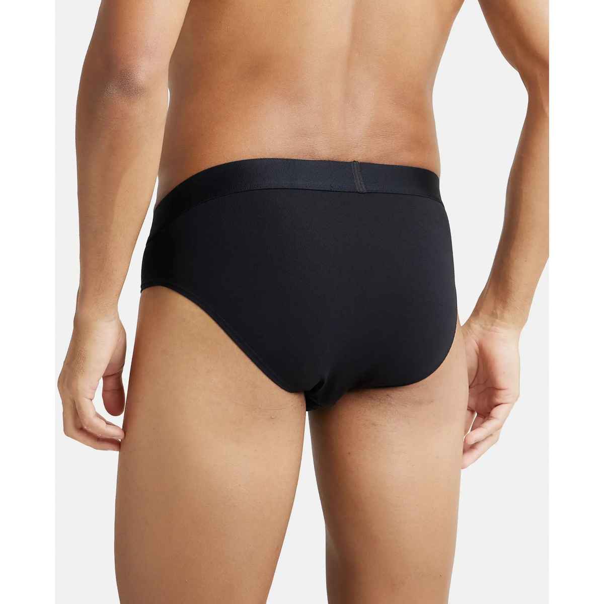 Jockey IC24 Men's Tencel Micro Modal Cotton Underwear Elastane Solid Brief | Stayfresh Properties | Black - M