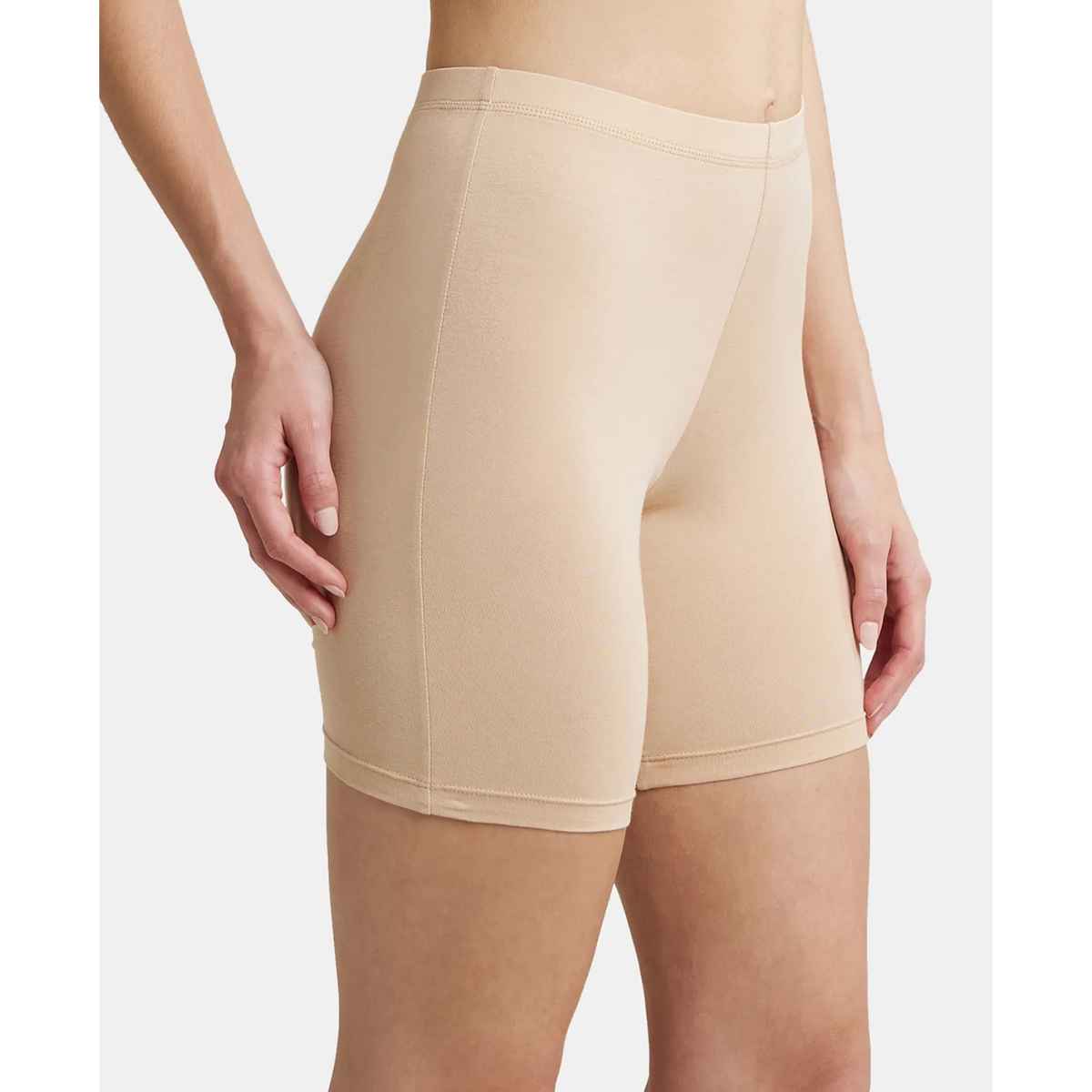 Jockey 1529 Women's Super Combed Cotton Mid Waist Underwear Shorties|Concealed Waistband | Skin-S