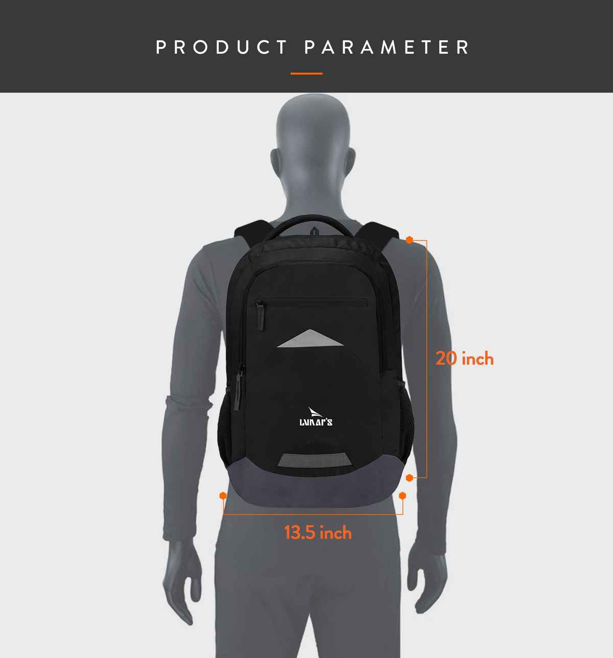 Lunar's Unisex Solid Polyester 48 L Laptop Backpack | Black