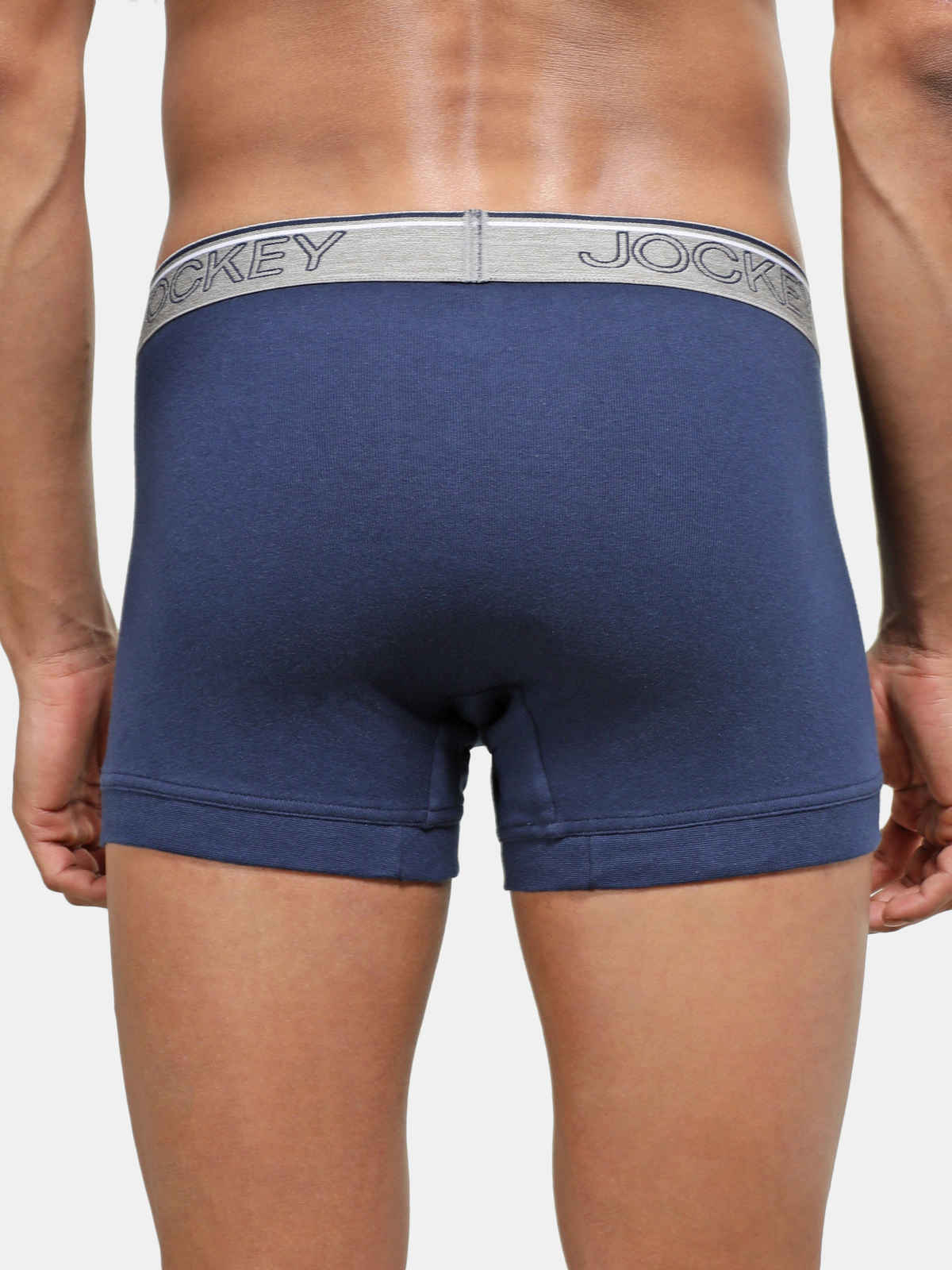 Jockey 8015 Men's Super Combed Cotton Rib Underwear Solid Trunk|Ultrasoft Waistband | Navy-M