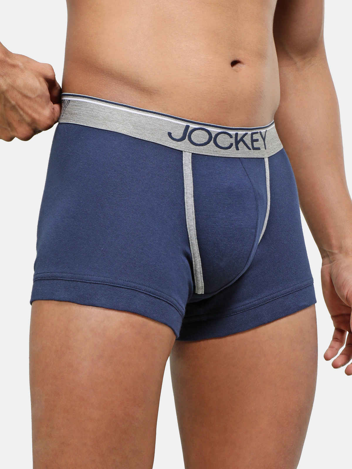Jockey 8015 Men's Super Combed Cotton Rib Underwear Solid Trunk|Ultrasoft Waistband | Navy-M