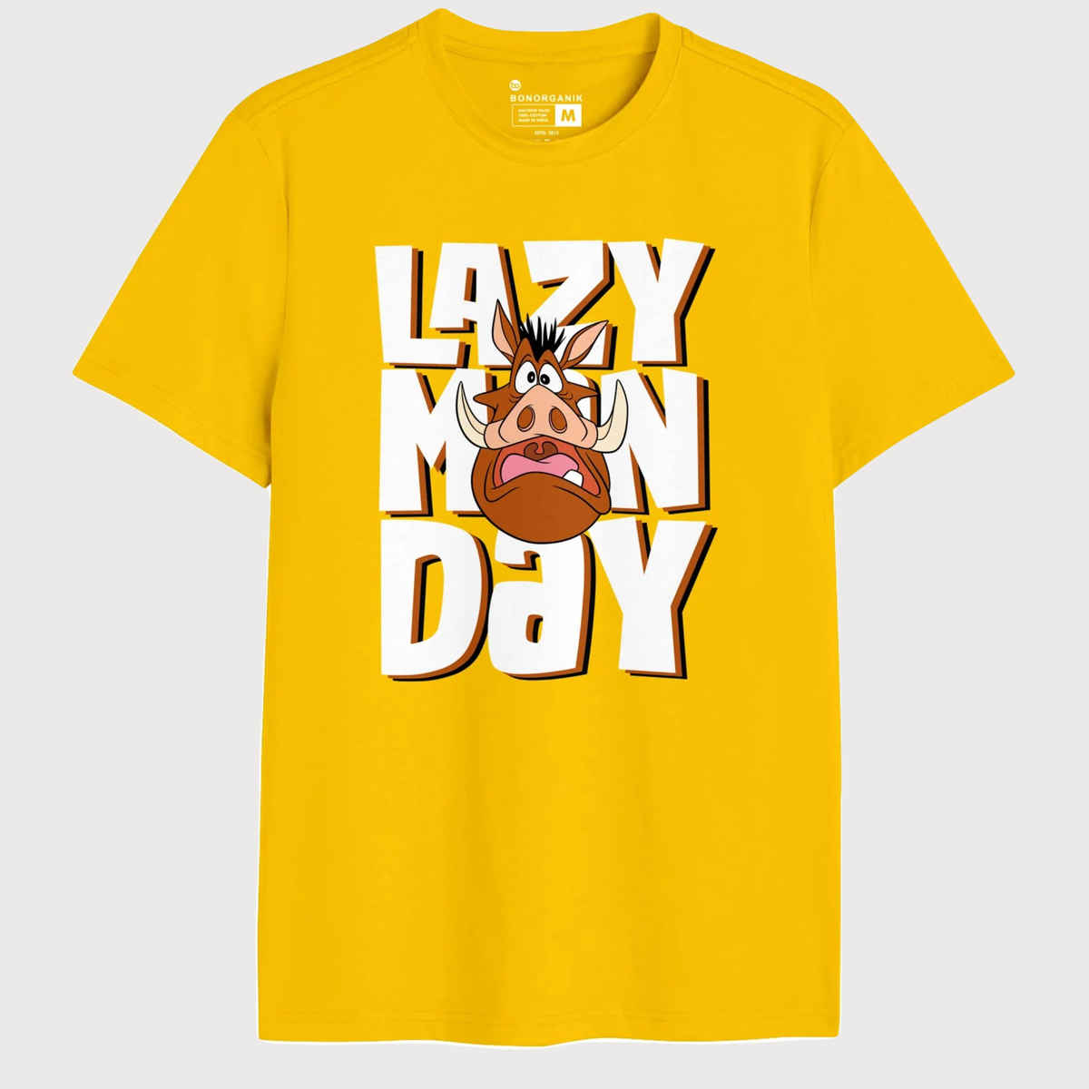 Bonorganik Men's Lazy Man Day Graphic Printed T-shirt | Yellow - L
