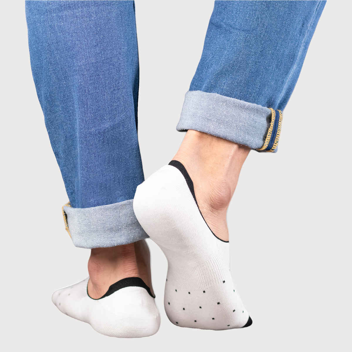 Socksoho Men's Scottish Lisle Cotton No Show Socks | Black and White - UK 7 - 11