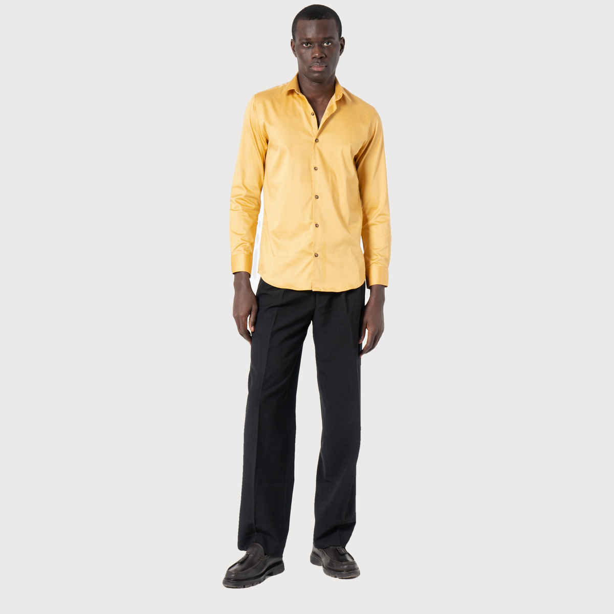 Sanskrutihomes India Slim Spread Collar Solid Satin Slim Fit Casual Shirt for Men s | Yellow | XL