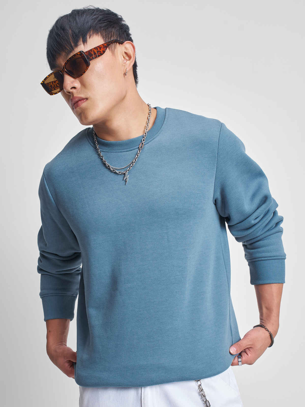 Highlander Men's Solid Sweatshirt | Blue - M