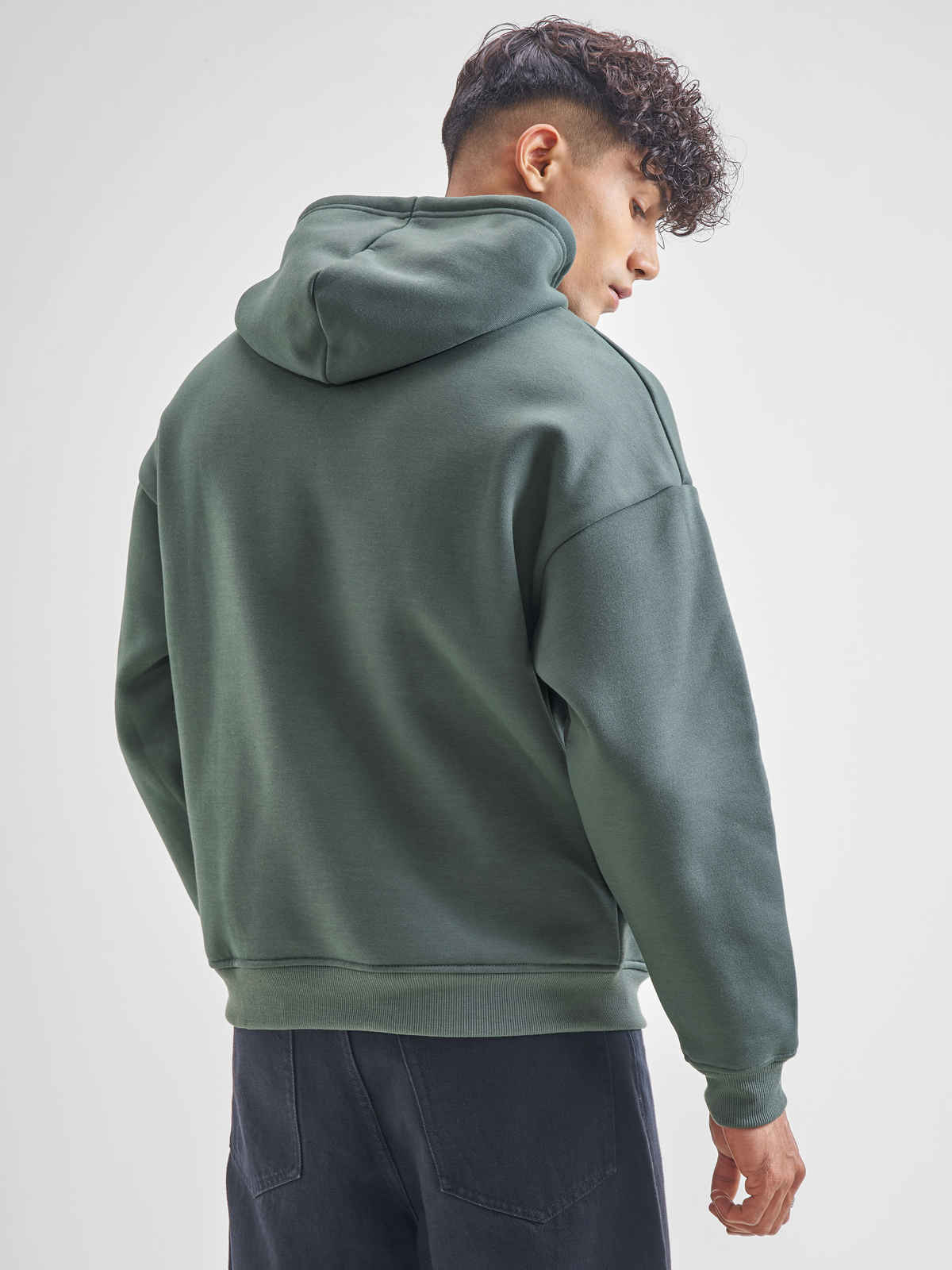 Highlander Men's Oversized Drop Shoulder Hooded Pullover Sweatshirt | Green - L