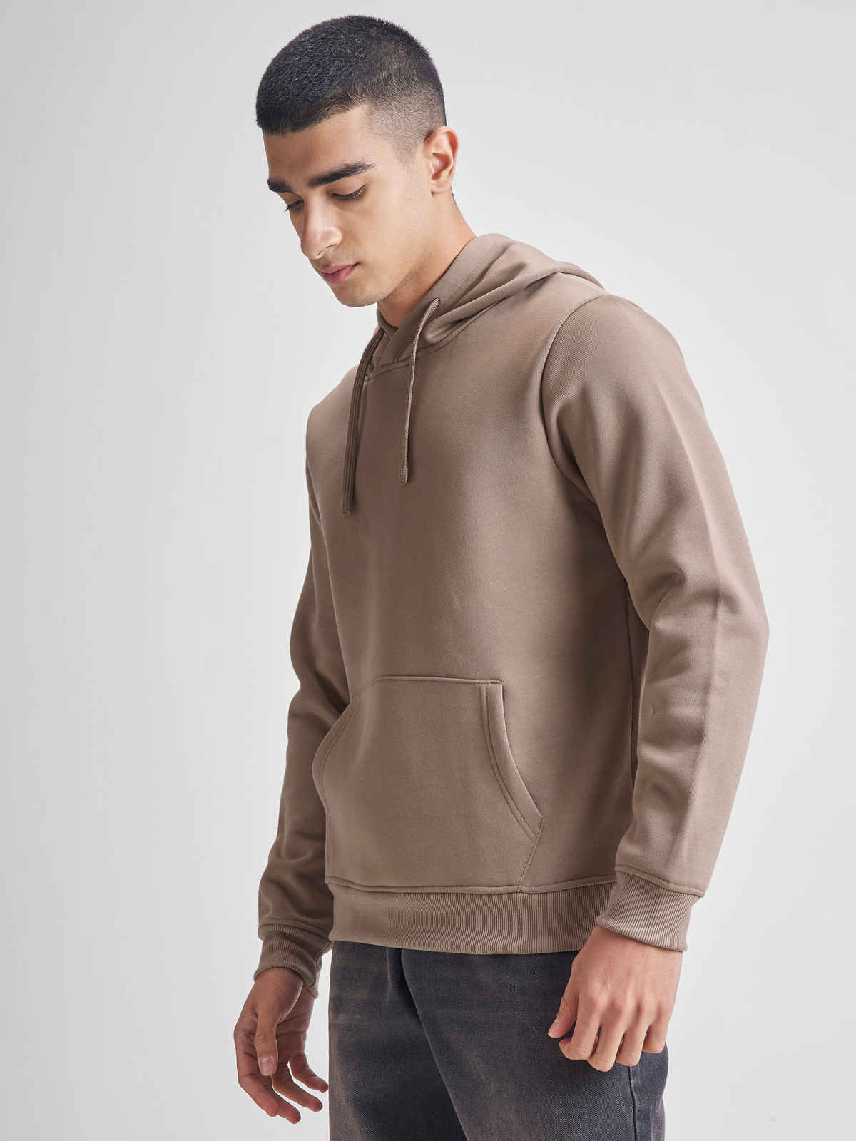 Highlander Men's Solid Hooded Sweatshirt | Beige - S