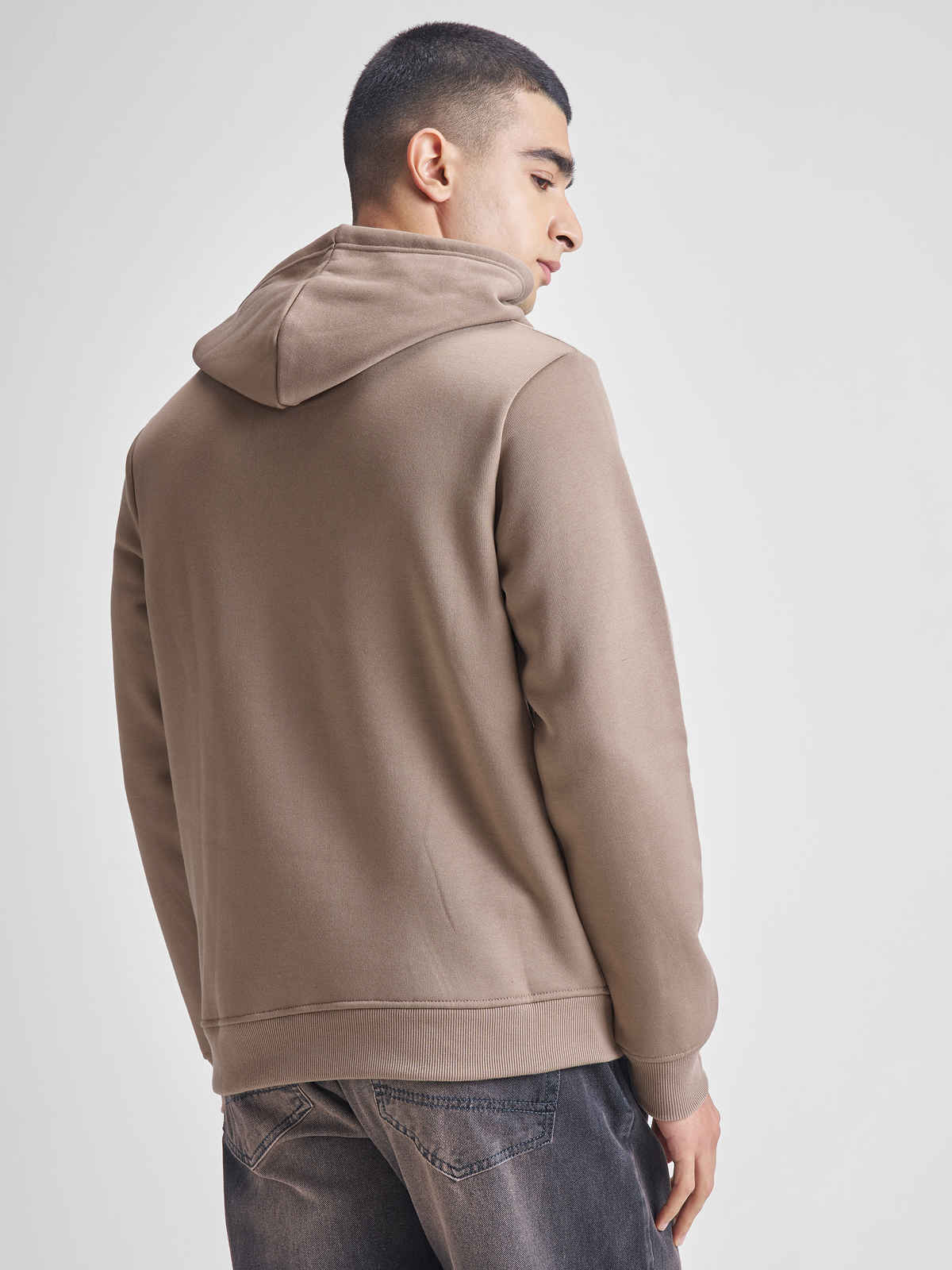 Highlander Men's Solid Hooded Sweatshirt | Beige - S