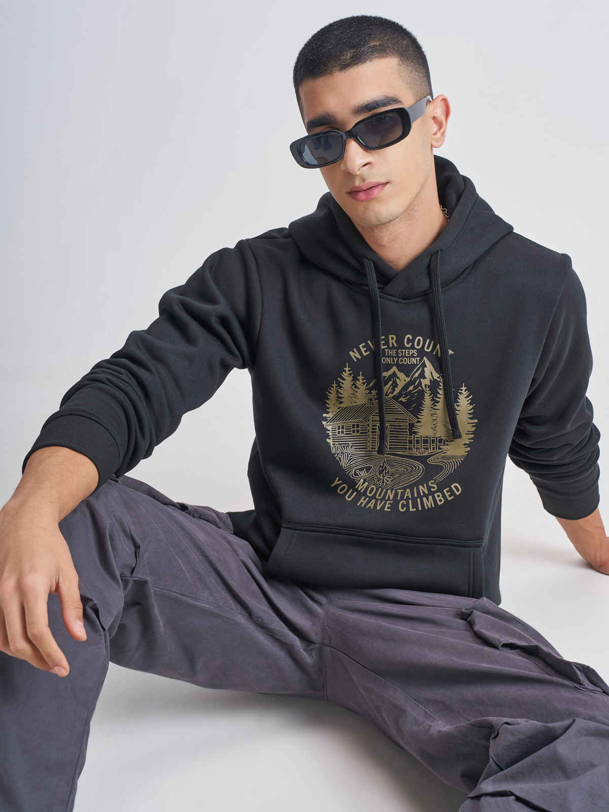 Highlander Men's Printed Hooded Sweatshirt | Black - L