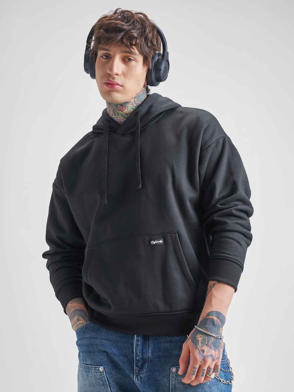Highlander Men's Oversized Hooded Sweatshirt | Black - S