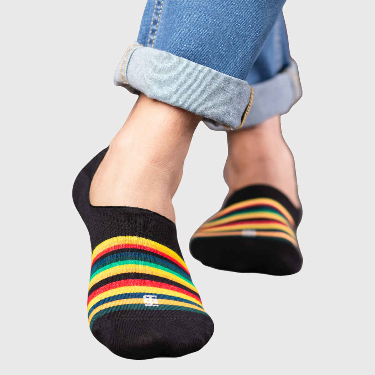 Socksoho Men's Striped Cotton No Show Socks | Multicolour - Free Size