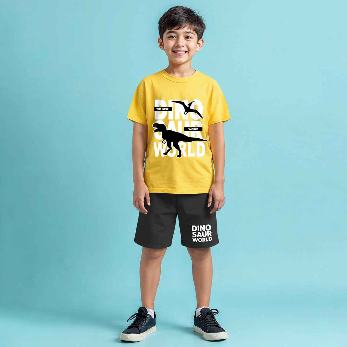 Trampoline Boys' Topwear Printed Clothing Set | TRM-TSH-162 | Yellow, Black | 6-7 Years