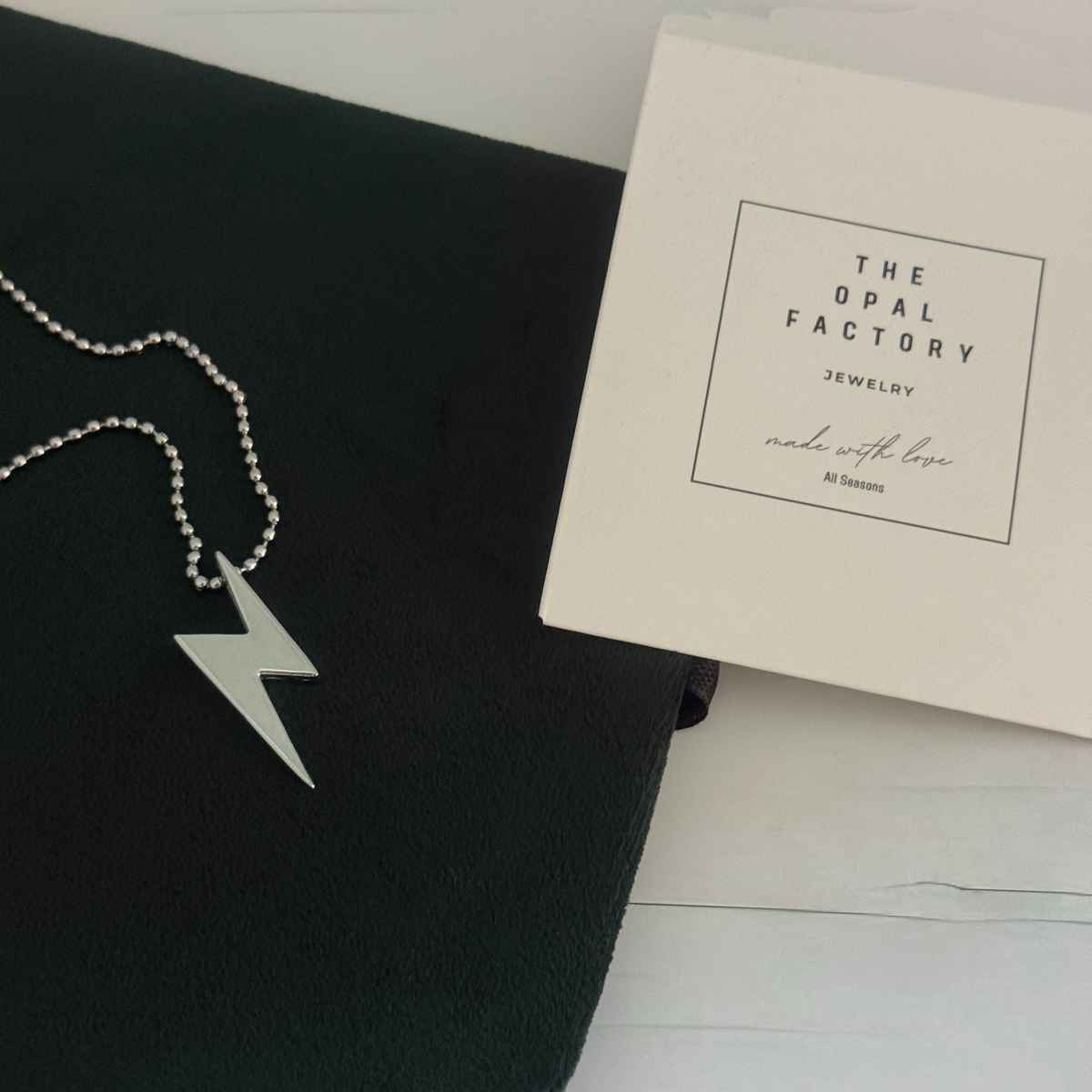 The Opal Factory Men's Jewelry Small Lightening Pendant Chain | Necklace-084 | Silver