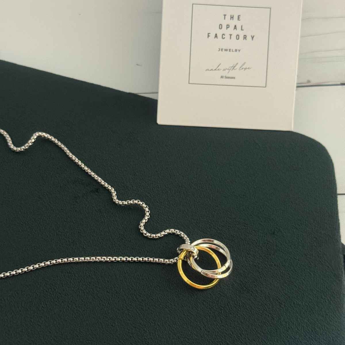 The Opal Factory Men's Jewelry Circle in Circle Pendant Chain | Necklace-092 | Silver