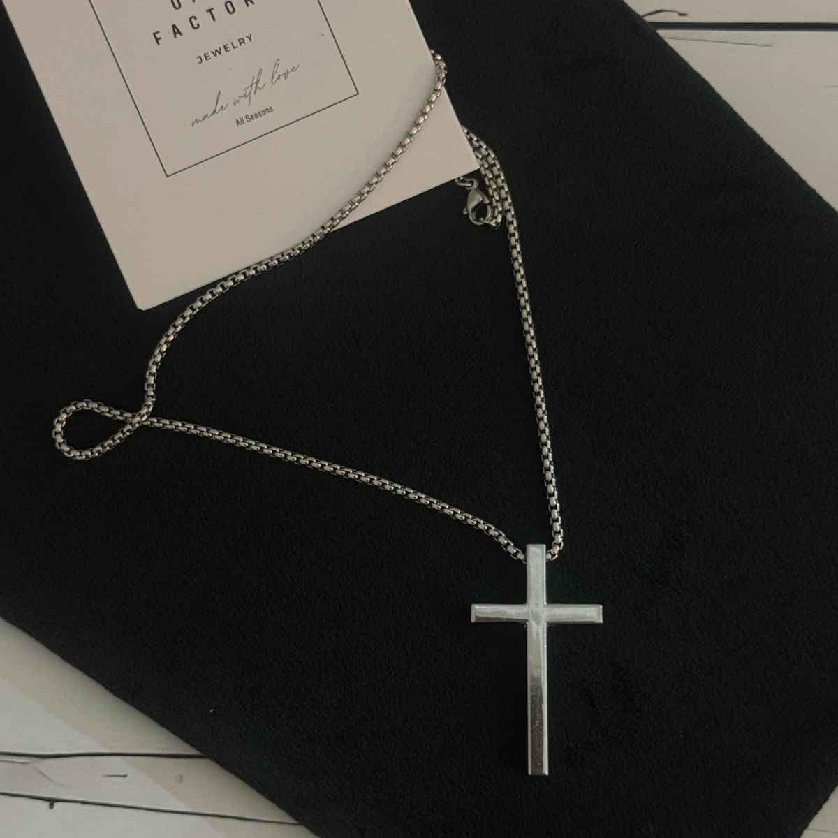 The Opal Factory Men's Pendant | Cross Pendant with Chain | Necklace-104 | Silver