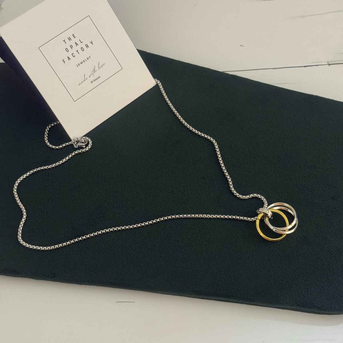 The Opal Factory Men's Jewelry Circle in Circle Pendant Chain | Necklace-092 | Silver