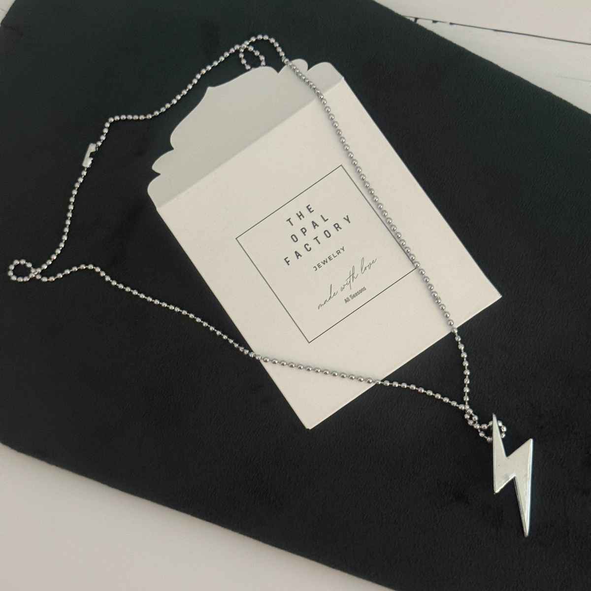 The Opal Factory Men's Jewelry Small Lightening Pendant Chain | Necklace-084 | Silver