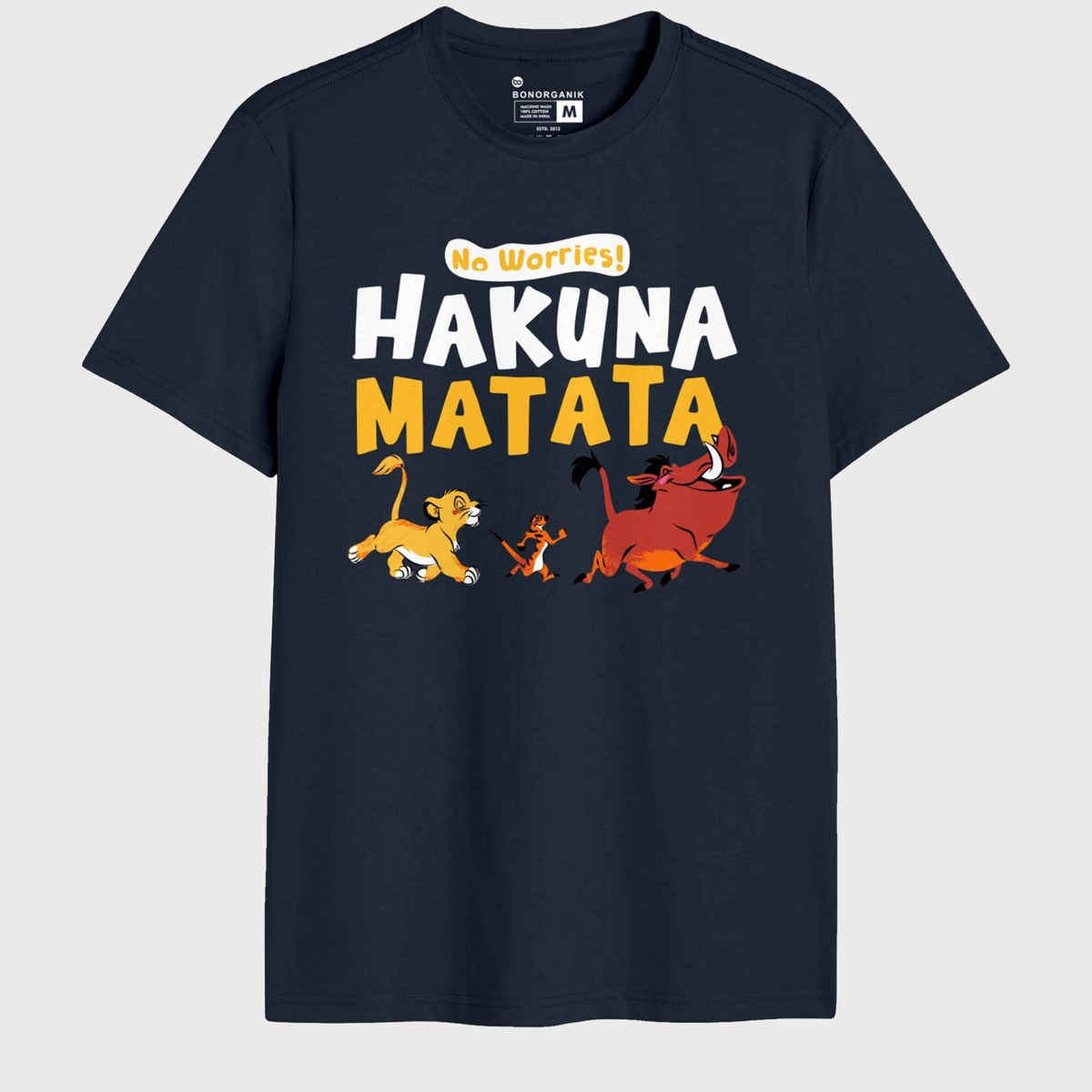 Bonorganik Men's Hakuna Matata Graphic Printed T-shirt | Navy - M