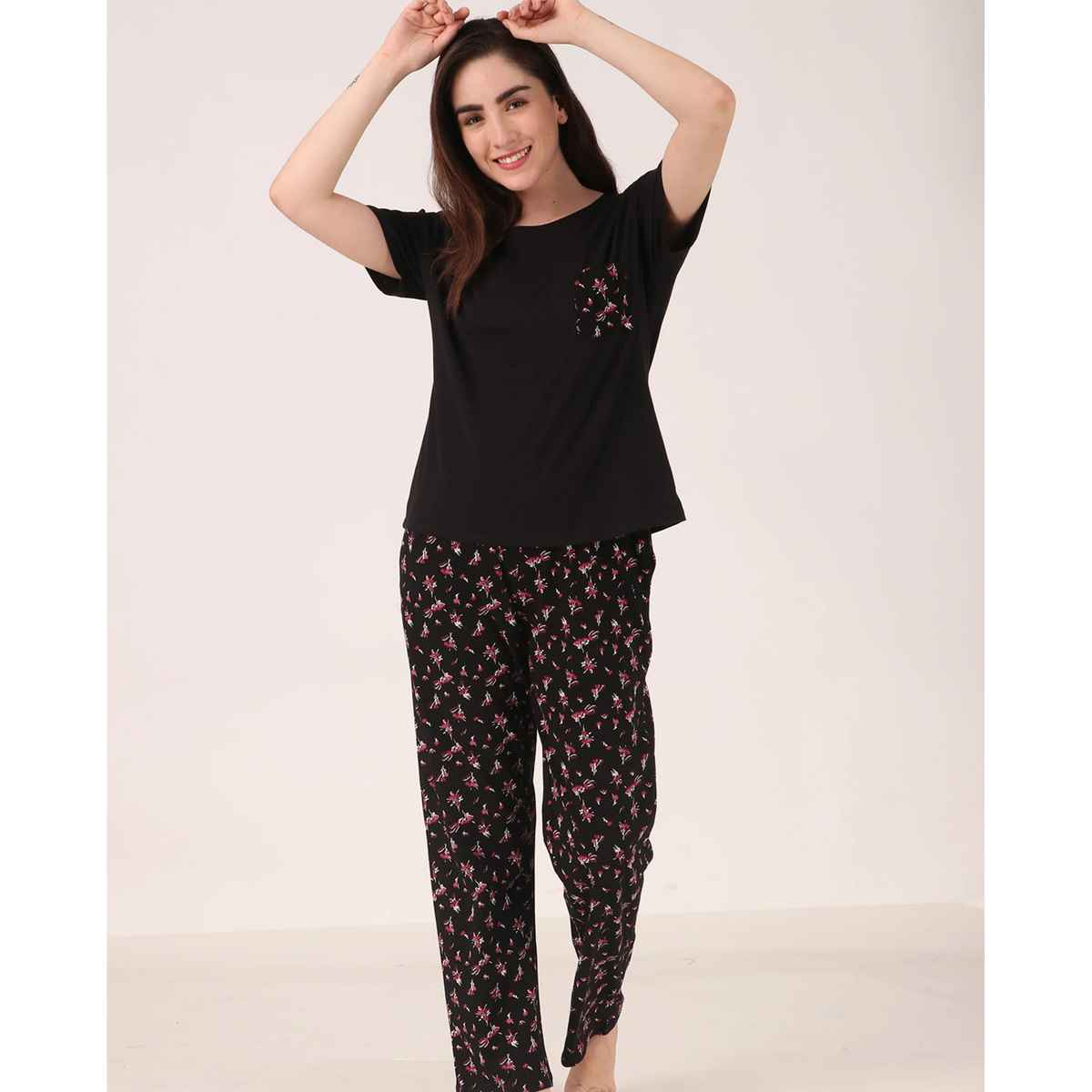 Masha Women's Flower Pink Cotton Pajamas | Set | M