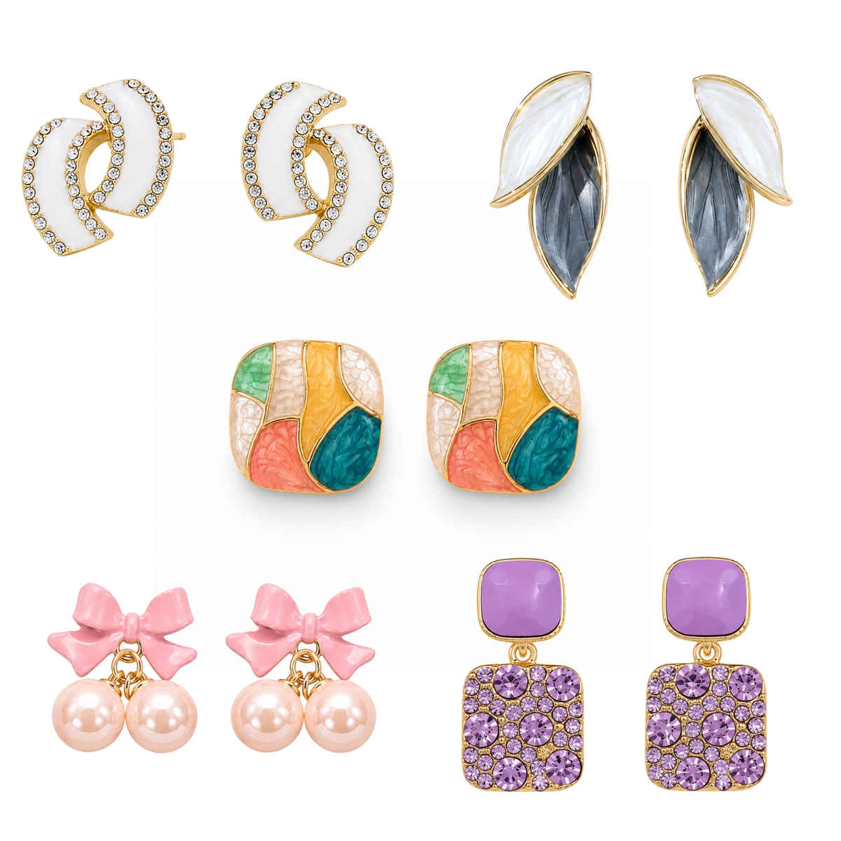 BeautyNX Gold-Plated Designer Earrings Combo Pack for Women