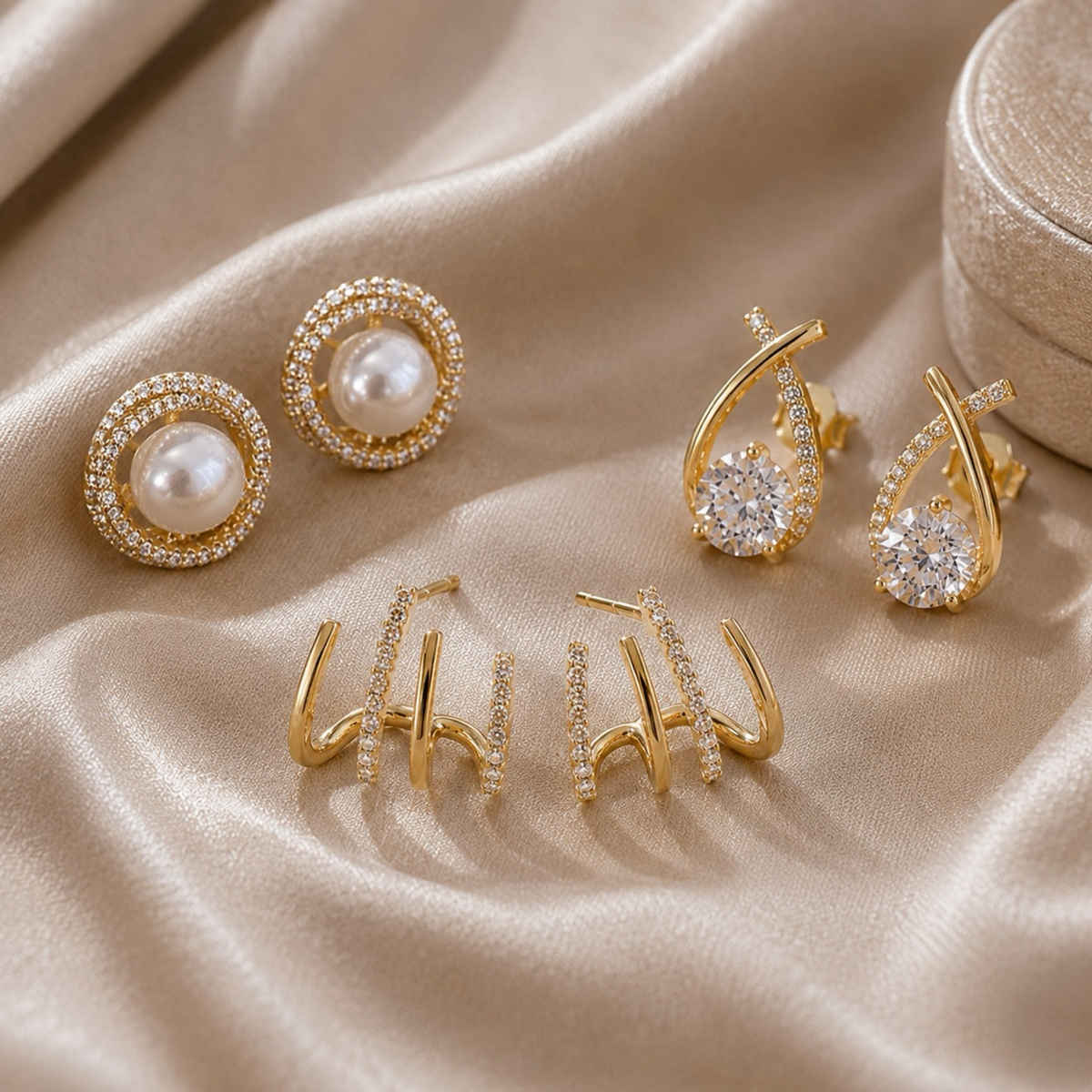 BeautyNX Gold-Plated Earrings Combo Pack for Women
