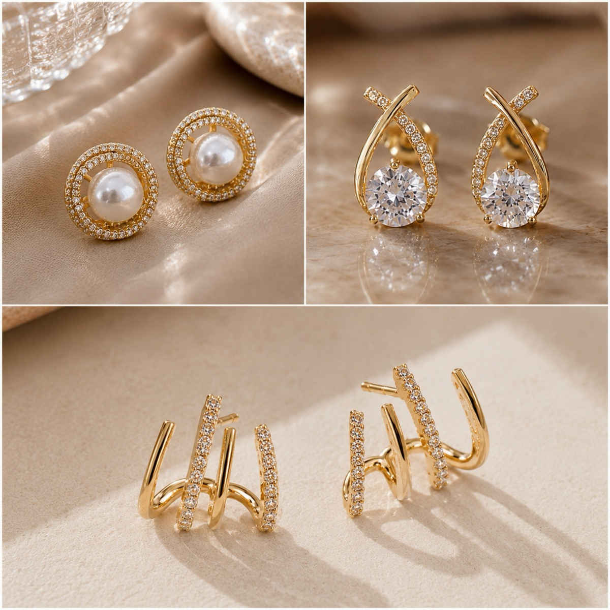 BeautyNX Gold-Plated Earrings Combo Pack for Women