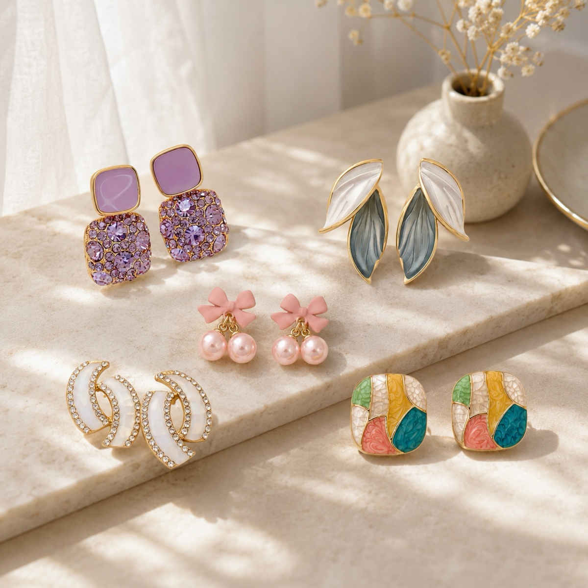 BeautyNX Gold-Plated Designer Earrings Combo Pack for Women