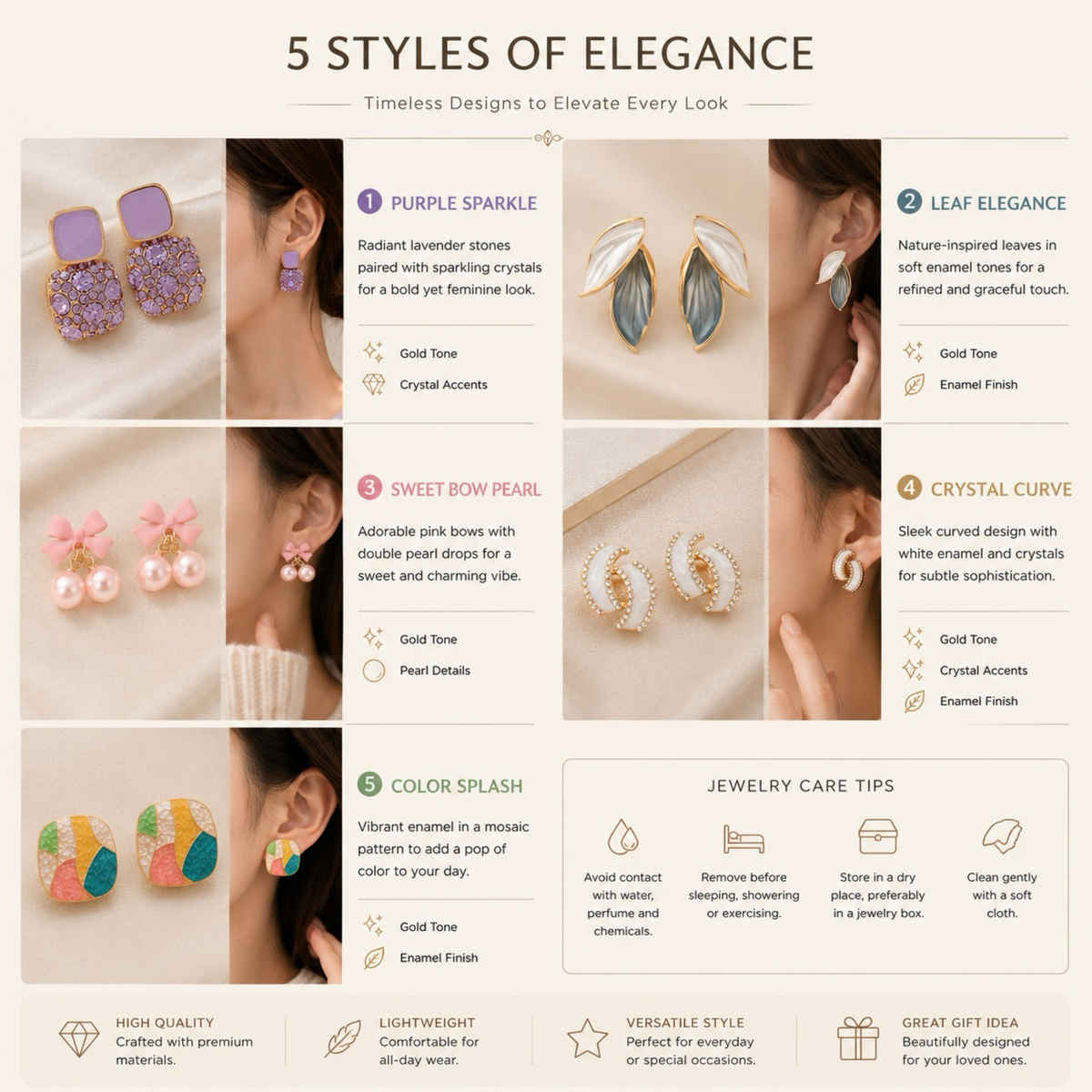 BeautyNX Gold-Plated Designer Earrings Combo Pack for Women