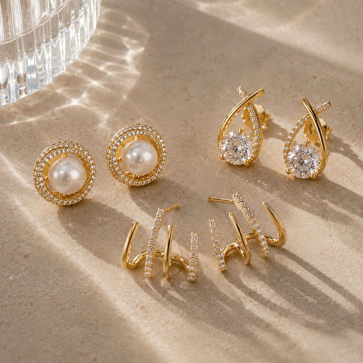 BeautyNX Gold-Plated Earrings Combo Pack for Women