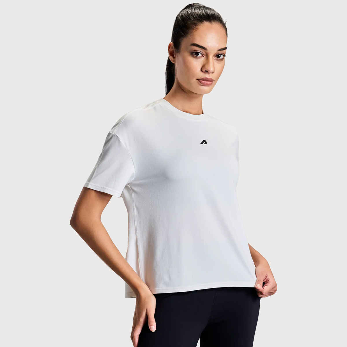 Boldfit Women's Cropped Training Tee Gym T-shirt | White - L