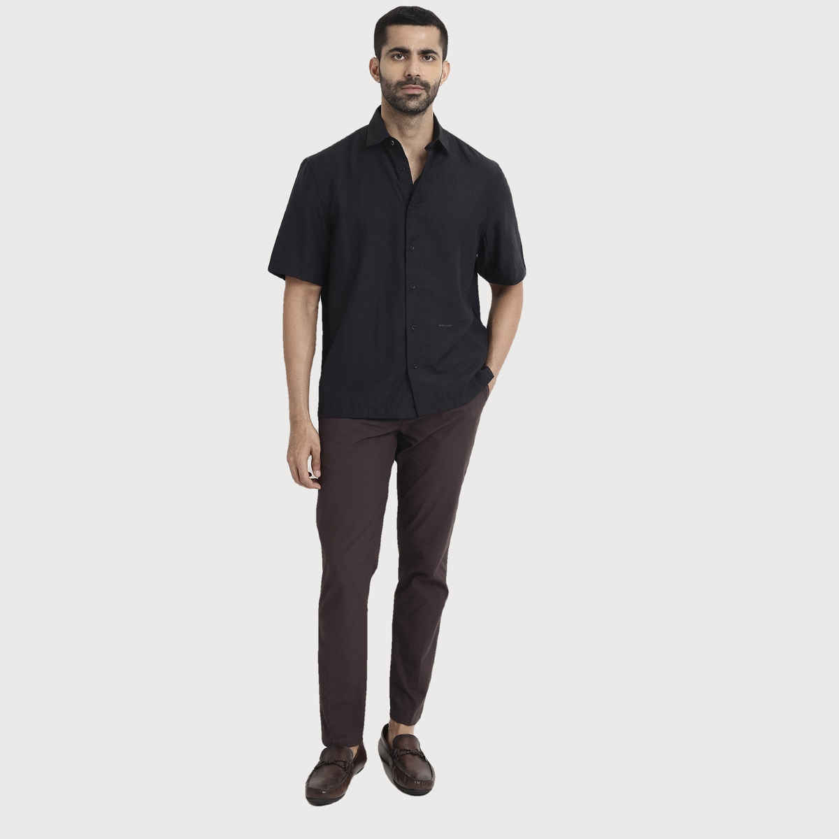 Rare Rabbit Men's Blois Primary Shirt | Black - M