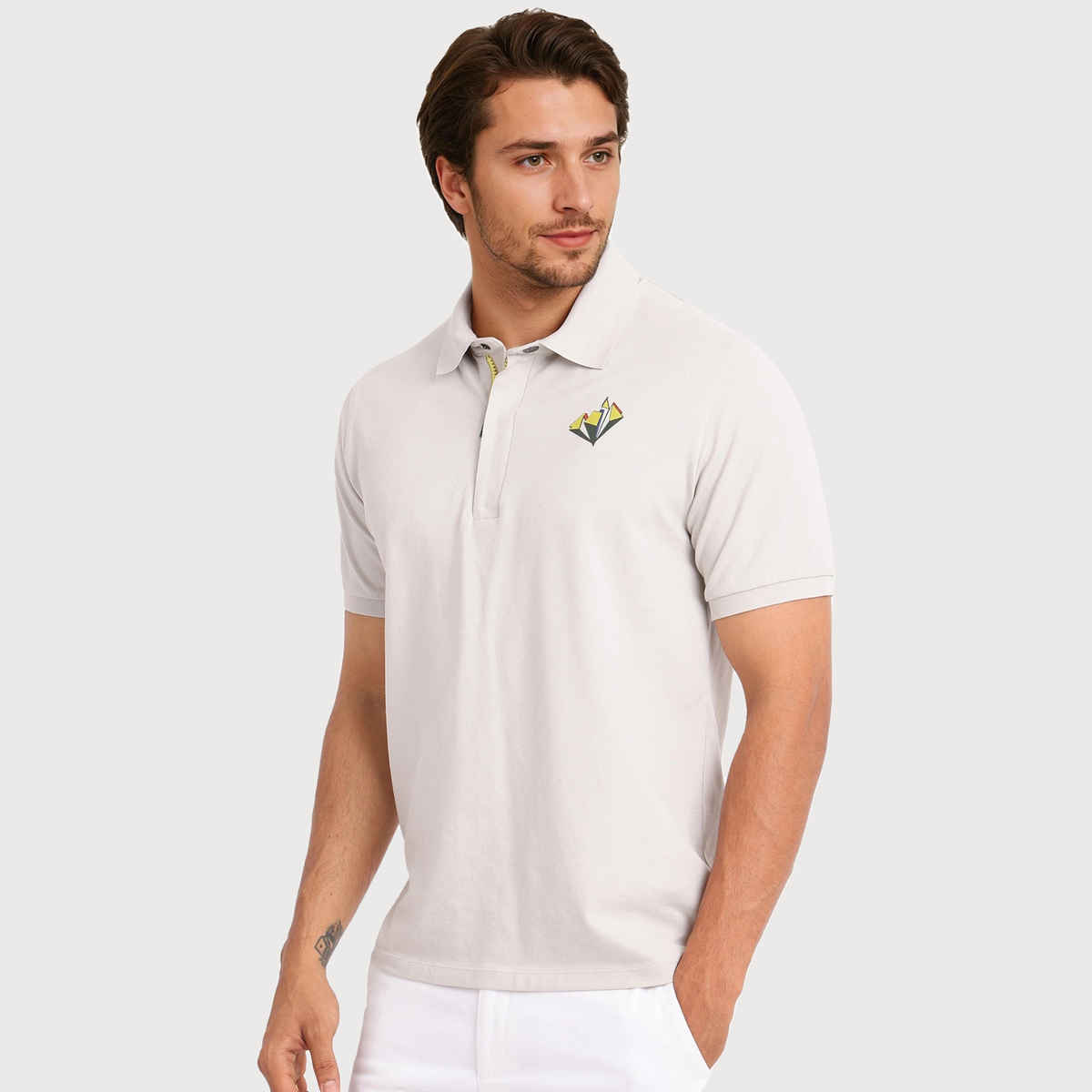 RARE RABBIT Men's Palmer Primary Polo T-shirt | Beige - M