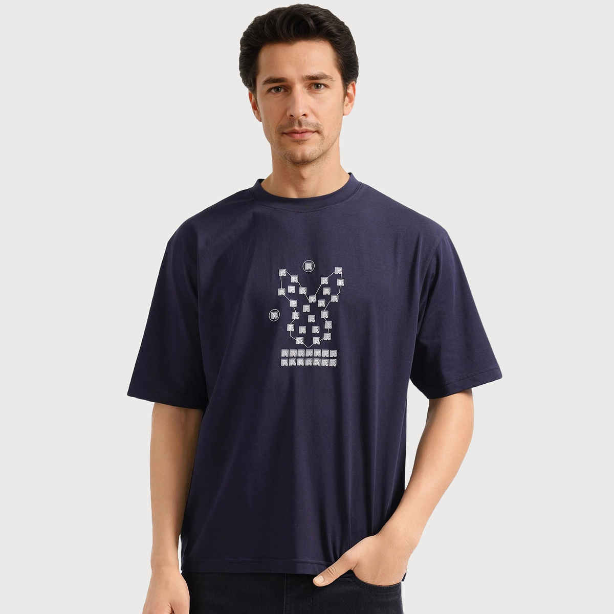 Rare Rabbit Men's Rin Primary T-shirt | Navy - M