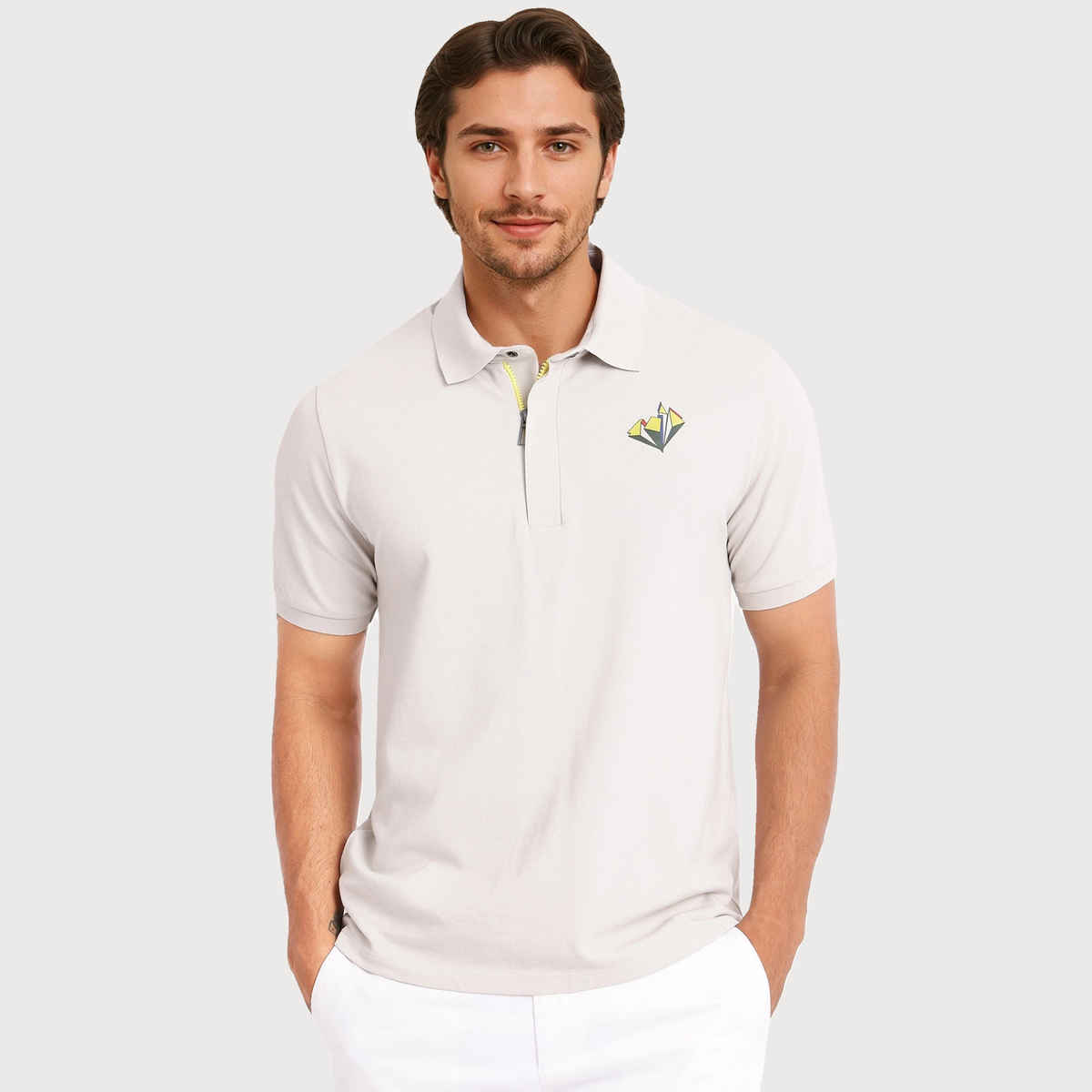RARE RABBIT Men's Palmer Primary Polo T-shirt | Beige - M