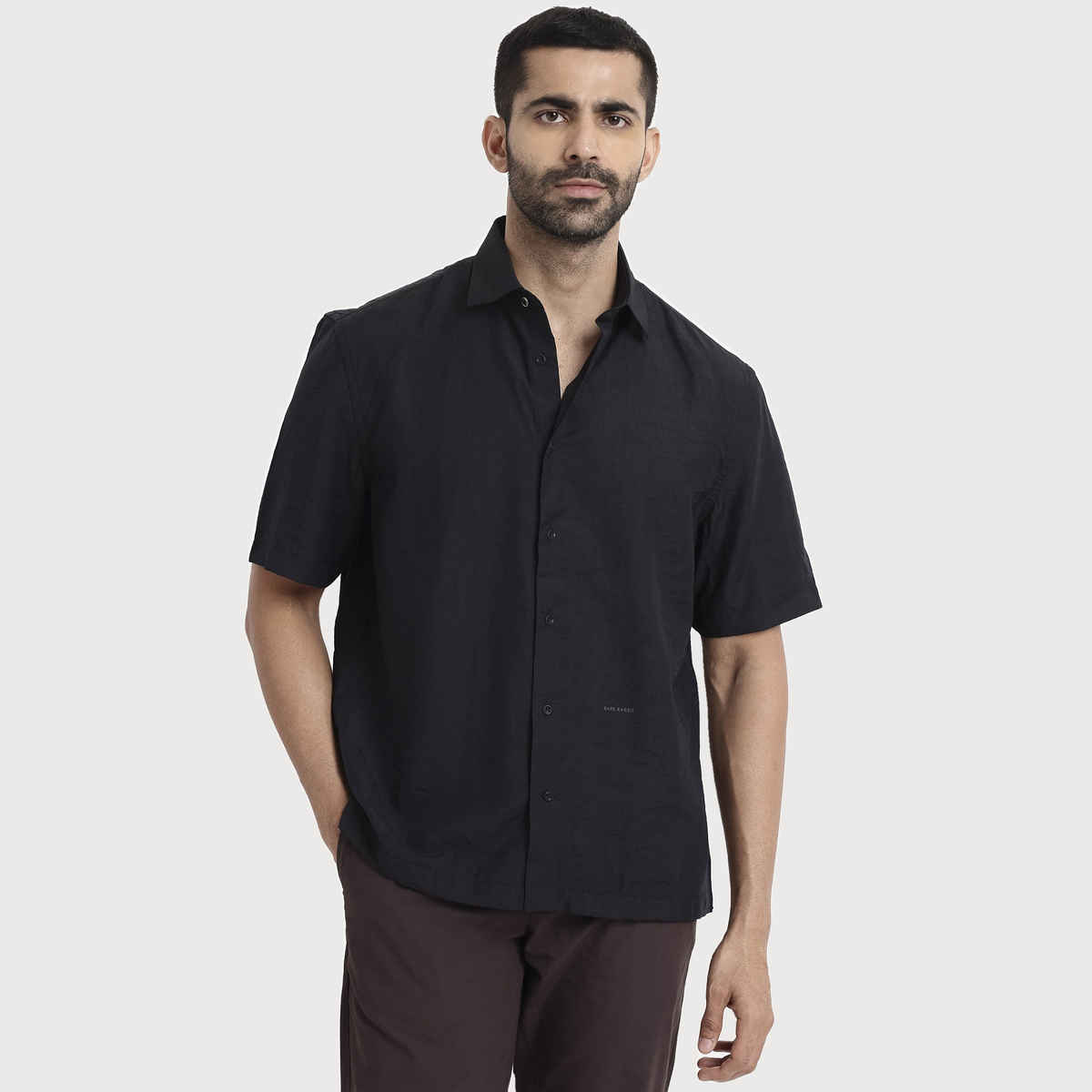 Rare Rabbit Men's Blois Primary Shirt | Black - M