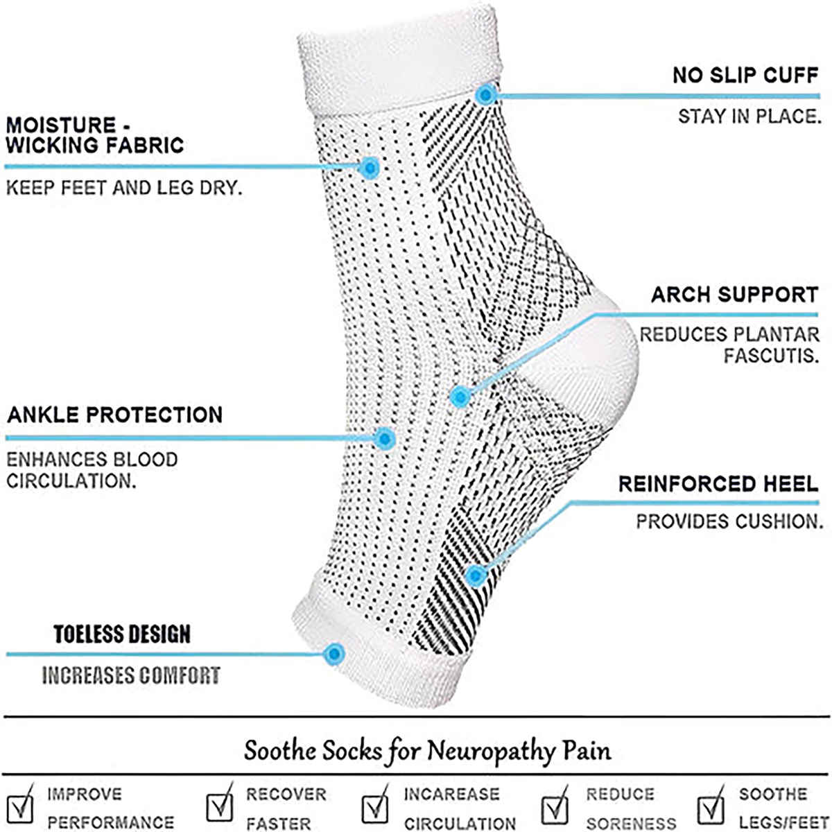 Beyond Unisex 80% Cotton, 14% Lycra, 3% Nylon, and 3% Elastane Socks | White - Free Size