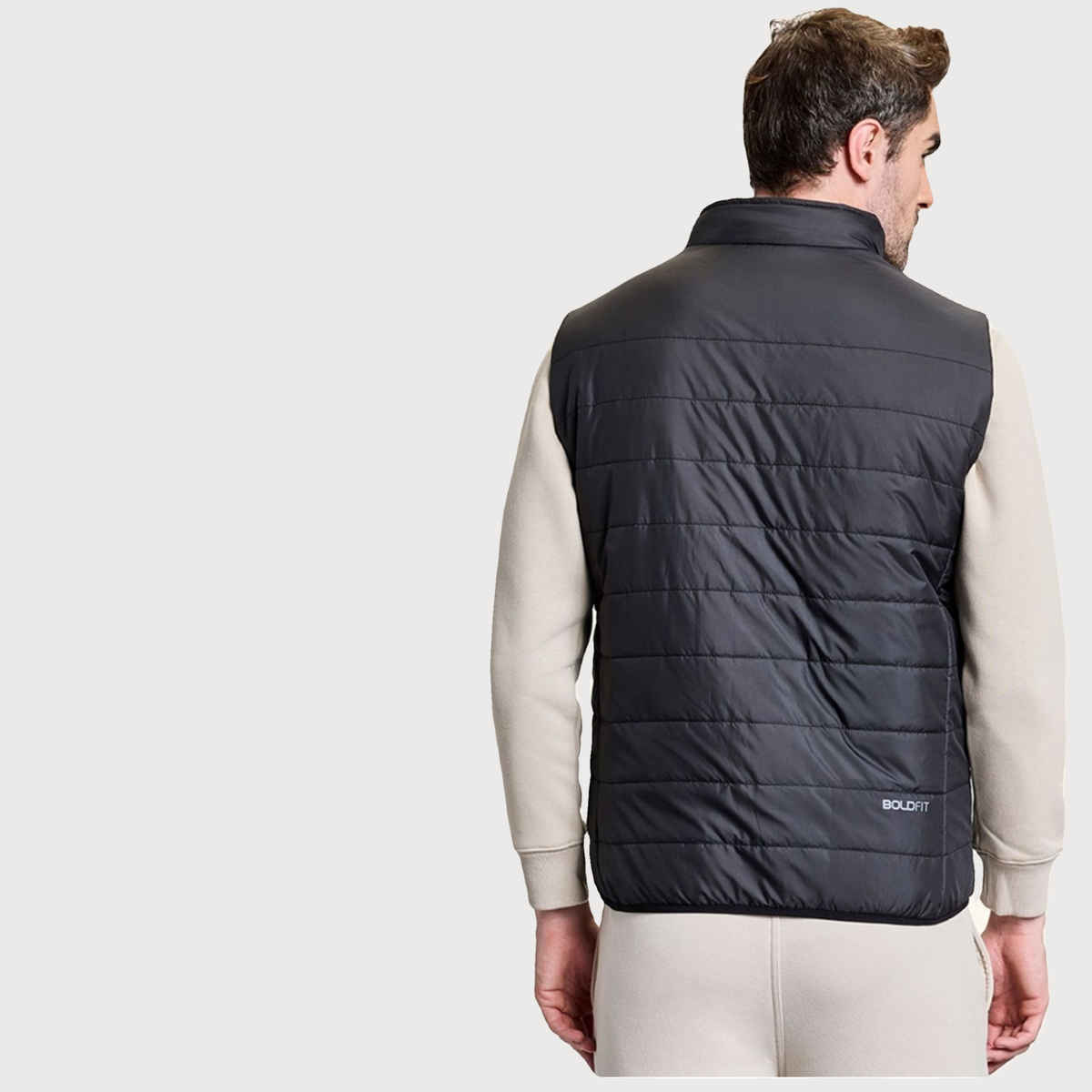 Boldfit Men's Puffer Jacket Winter Sleeveless Half All Weather Bomber Jerkin | Black - L