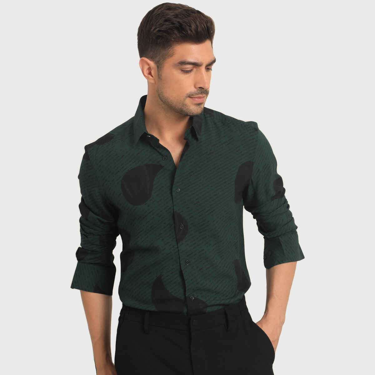 Rare Rabbit Men's Palme Dark | Shirt | Green - S