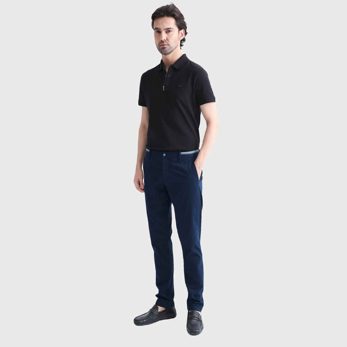 Rare Rabbit Men's Trellis Primary Trouser | Navy - 32