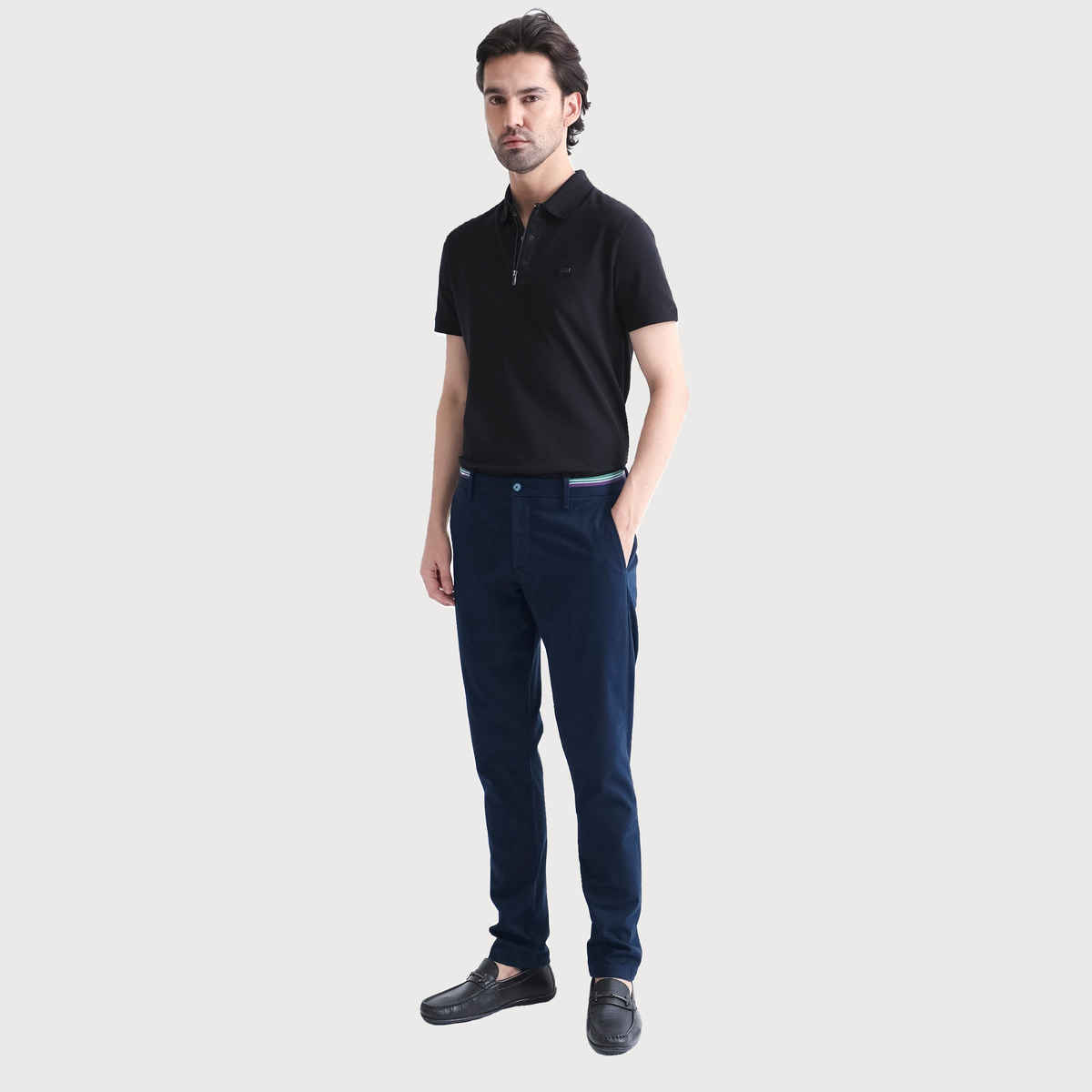 Rare Rabbit Men's Trellis Primary Trouser | Navy - 36
