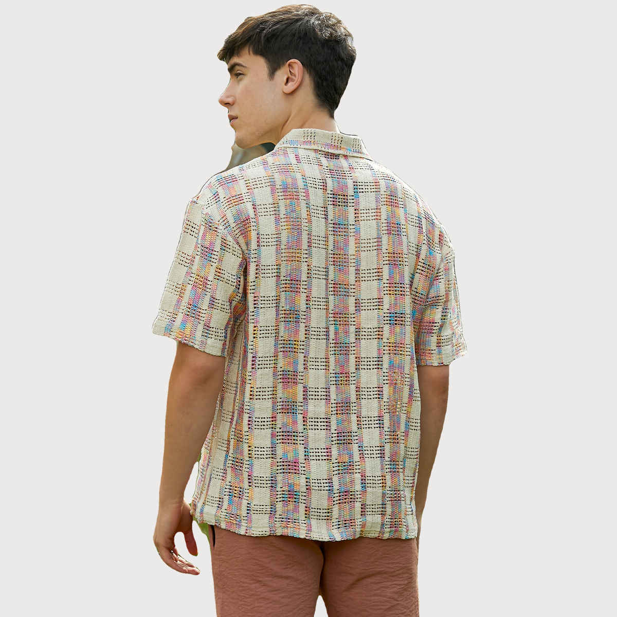 Campus Sutra Men's Prism Oversized Polo T-shirt | Off-white - S