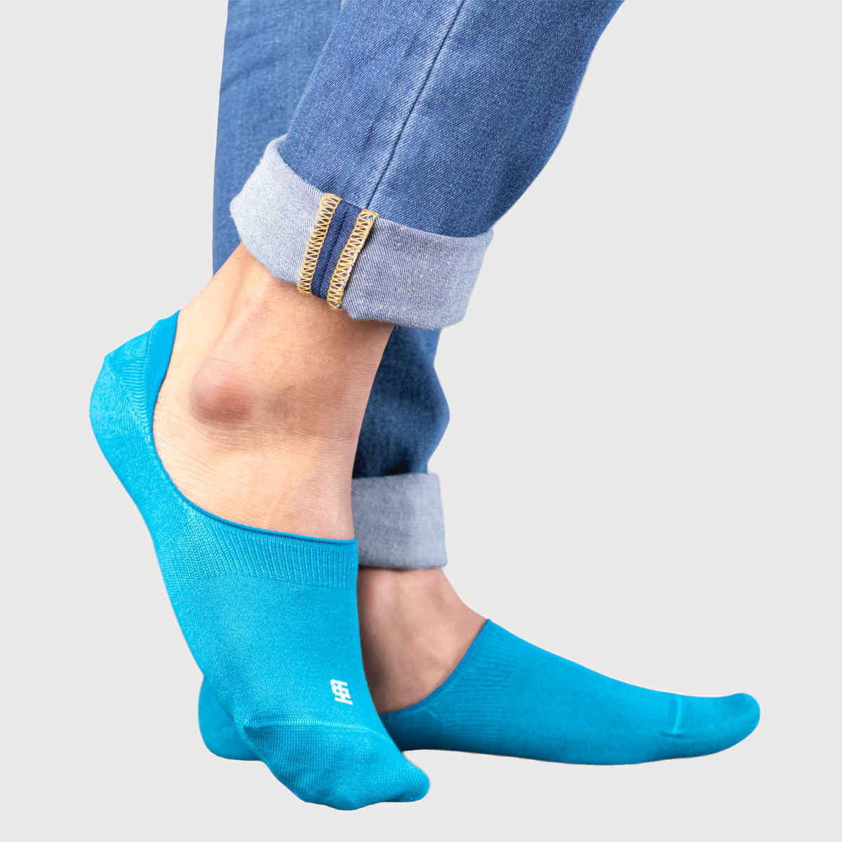 Socksoho Unisex Solid 95% Scottish Lisle Cotton and 5% Spandex No Show Socks | Blue - Free Size